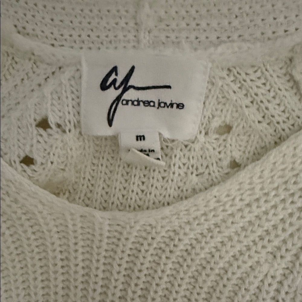 Andrea Jovine Women’s Colorblock Knit Sweater Cream & Black ~ Size Medium - Picture 6 of 7